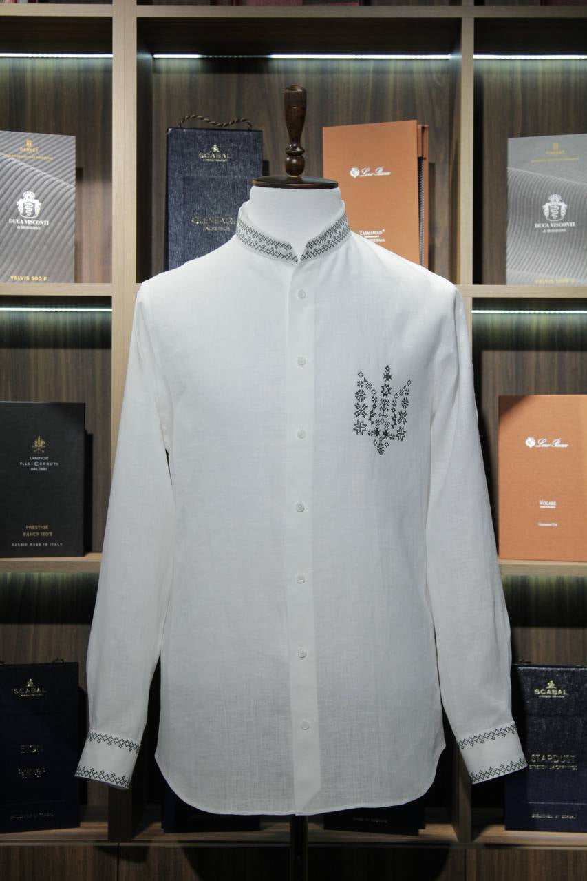 Men's shirt with embroidery "Ukrainian trident"