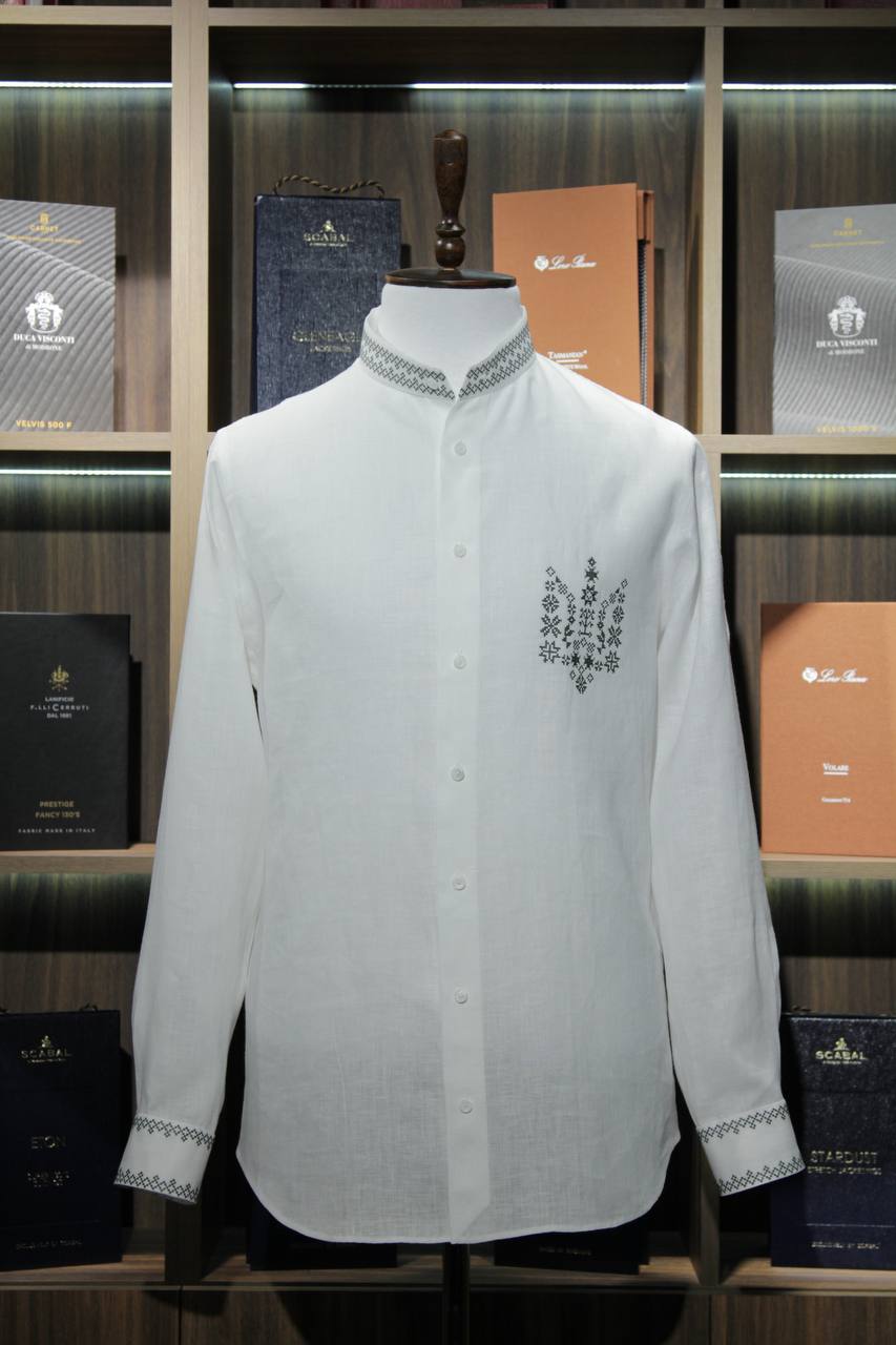 Men's shirt with embroidery "Ukrainian trident"