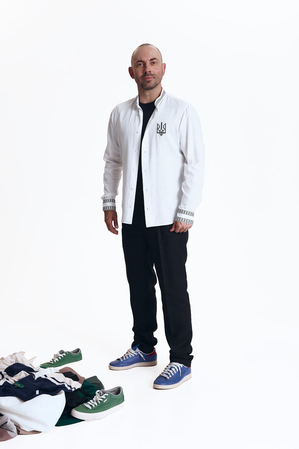 Shirt with embroidery, White — model 2