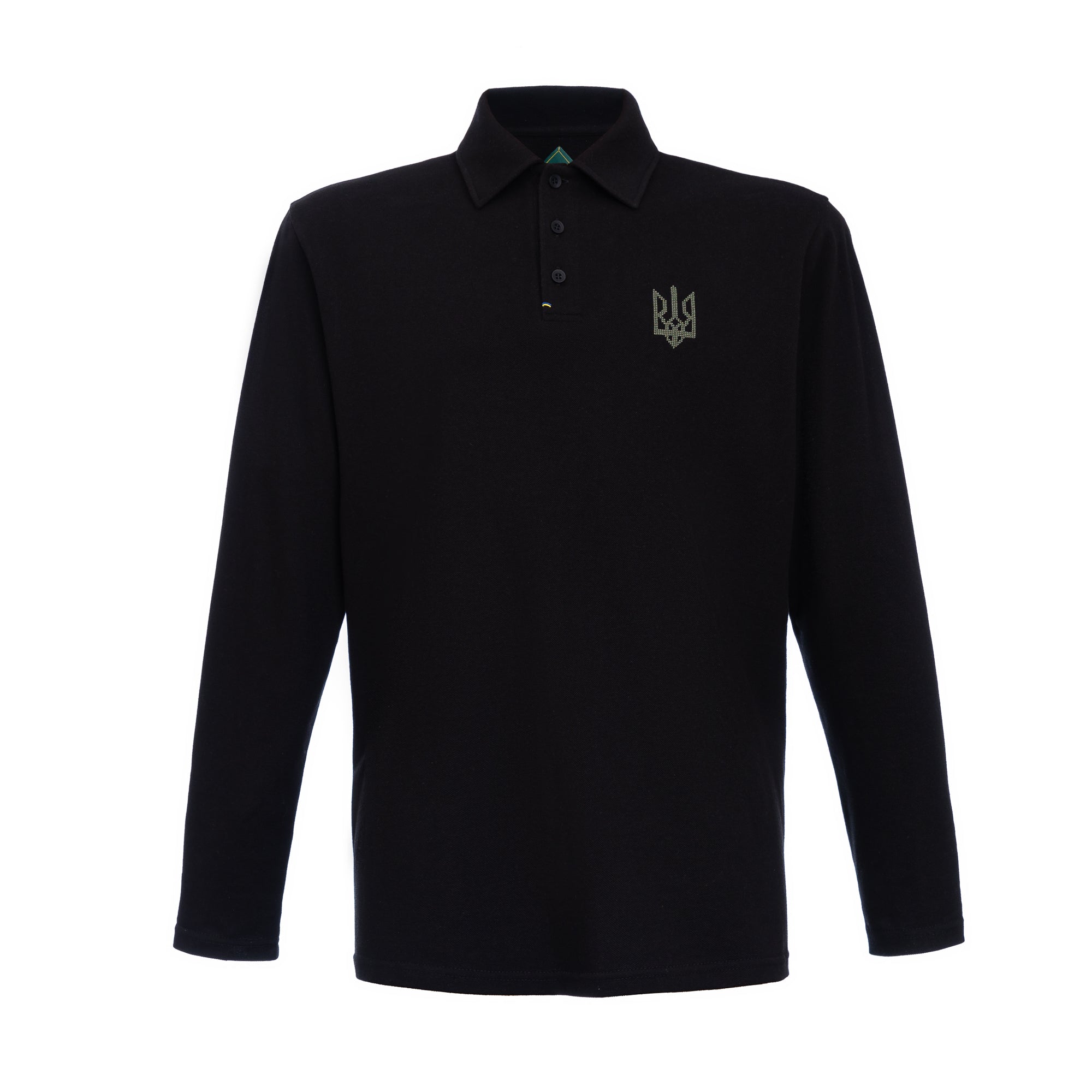 Long-Sleeve Polo Shirt with embroidery "Ukrainian trident"