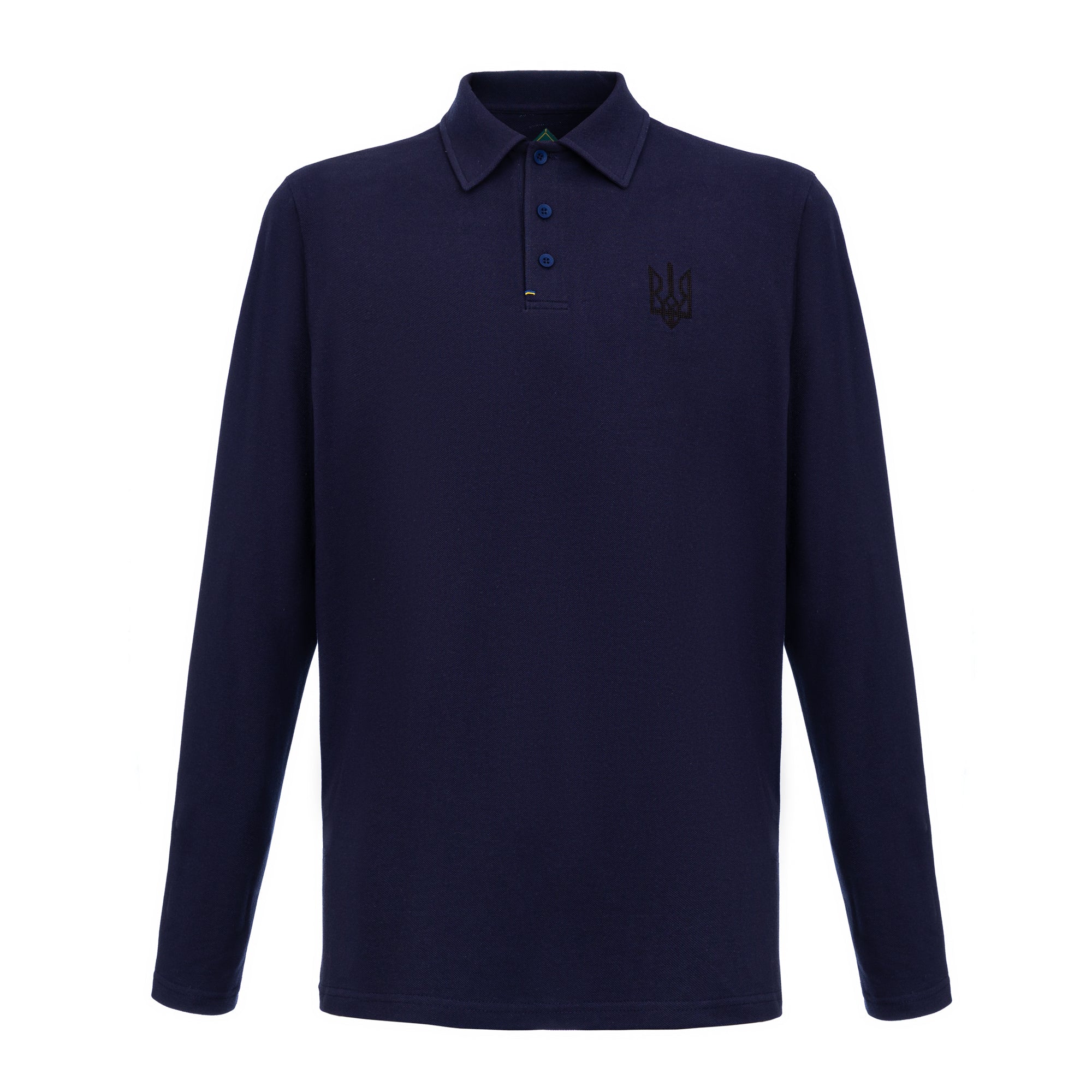 Long-Sleeve Polo Shirt with embroidery "Ukrainian Trident"