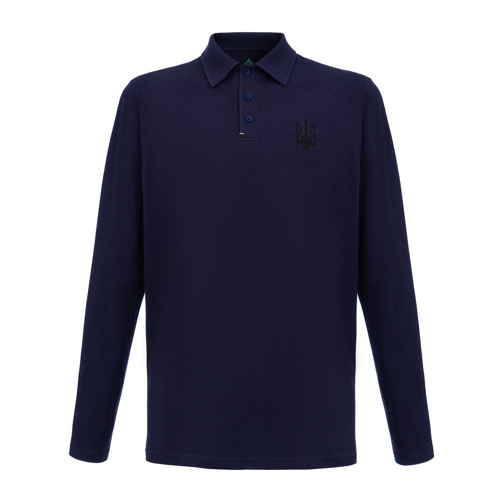 Long-Sleeve Polo with embroidery "Ukrainian Trident"