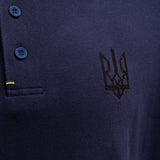 Long-Sleeve Polo Shirt with embroidery "Ukrainian Trident"