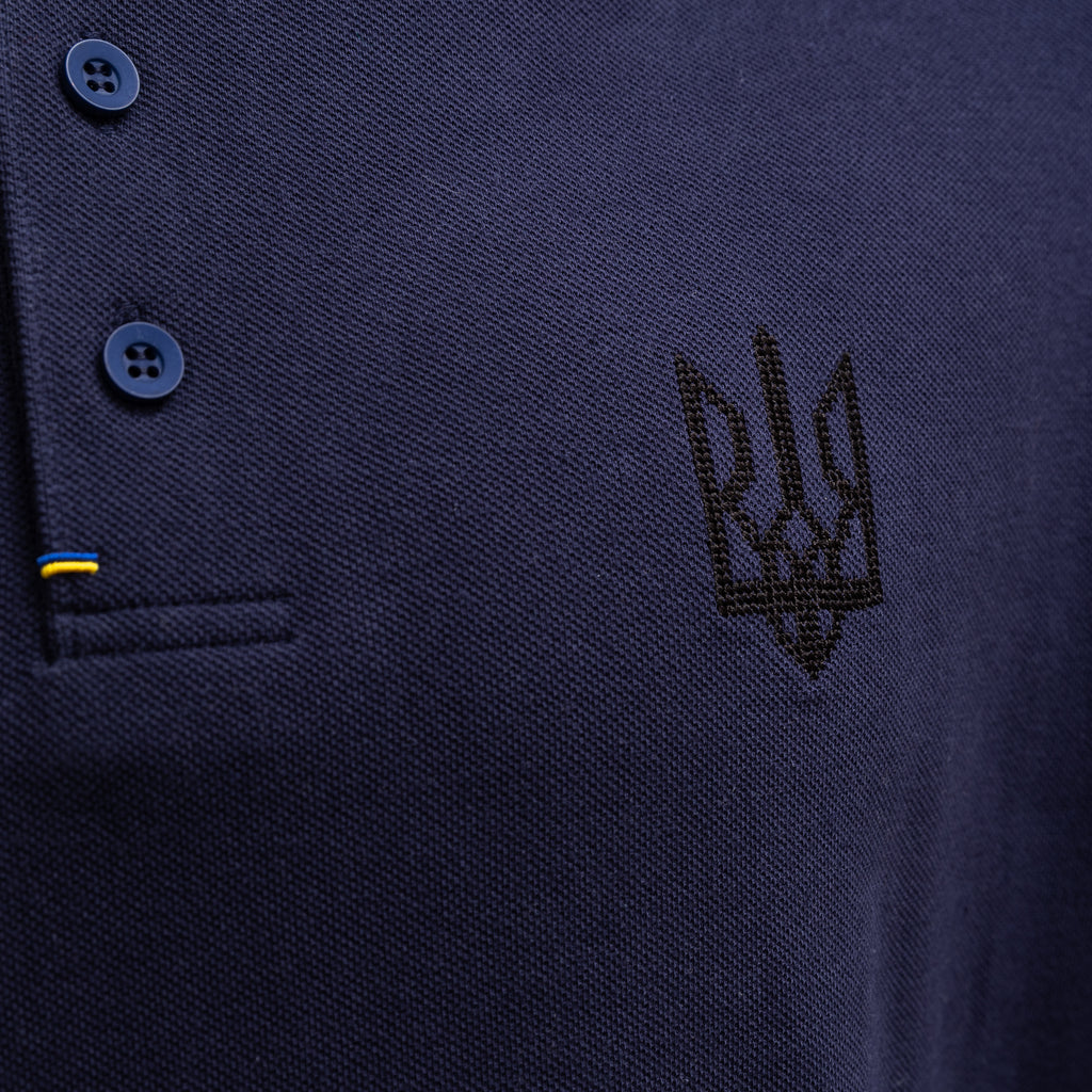 Long-Sleeve Polo with embroidery "Ukrainian Trident"