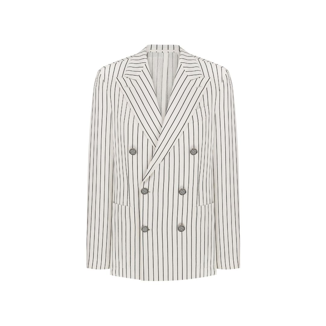 Linen double-breasted blazer
