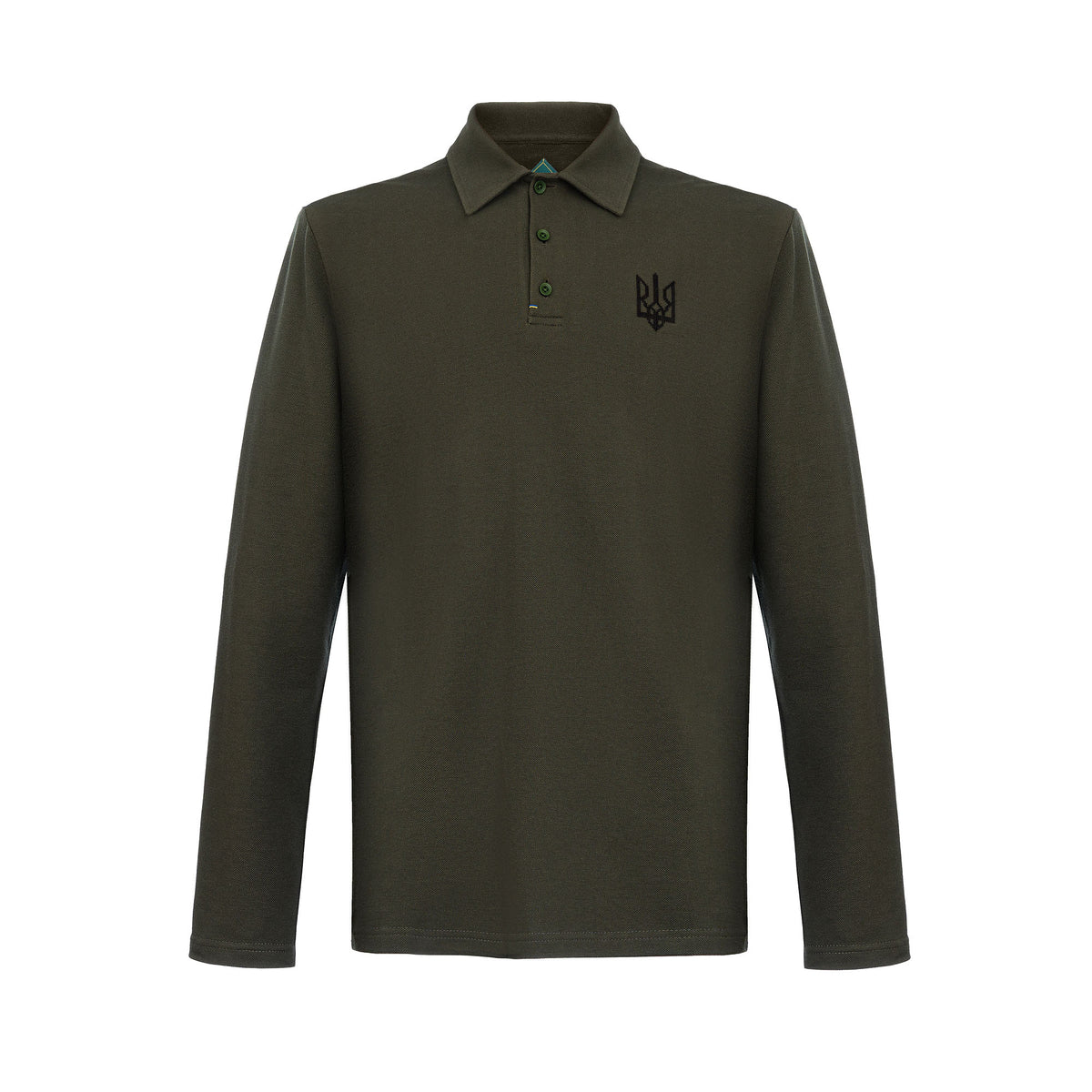 Long-Sleeve Polo with embroidery "Ukrainian Trident"