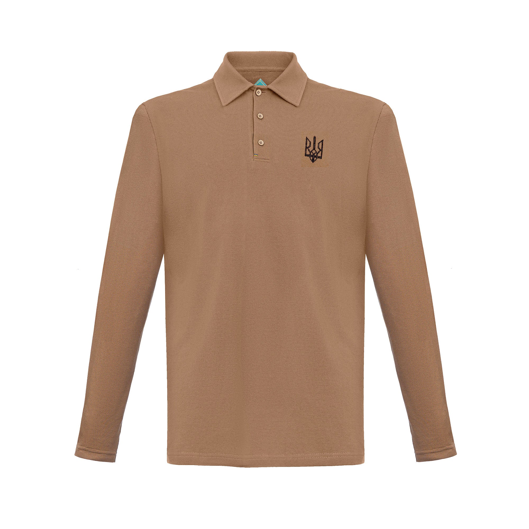 Long-Sleeve Polo Shirt with embroidery "Ukrainian Trident"