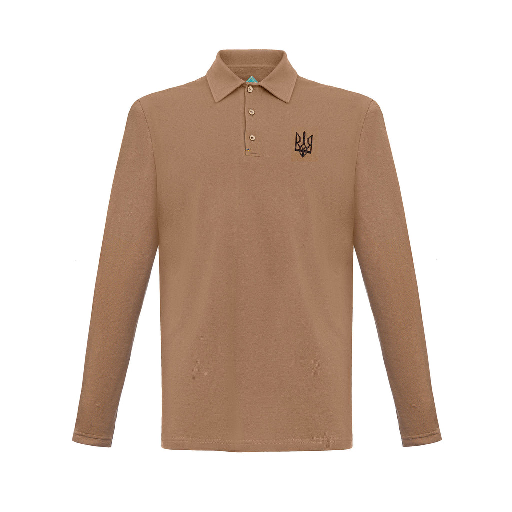 Long-Sleeve Polo with embroidery "Ukrainian Trident"