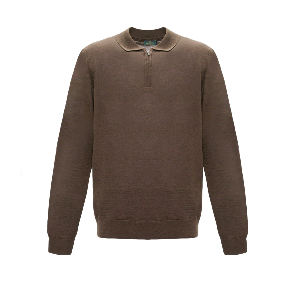 Knitted long-sleeve polo