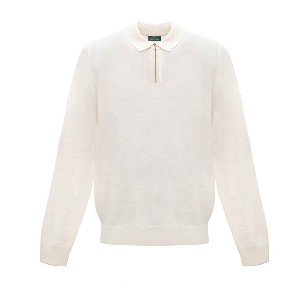 Knitted long-sleeve polo