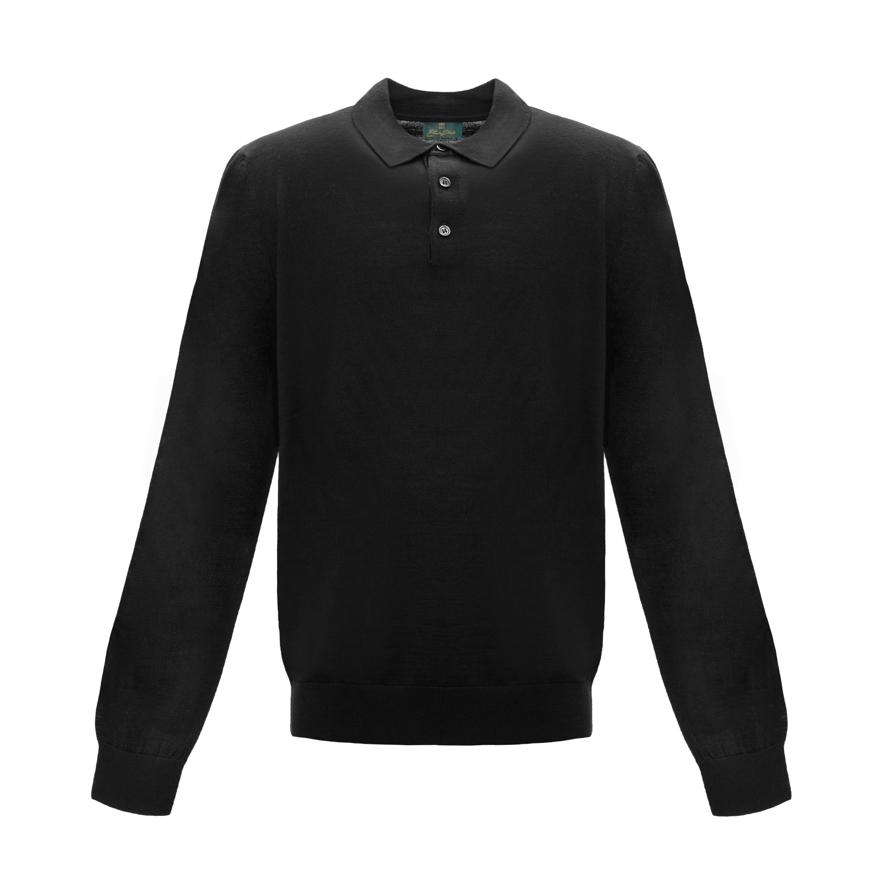 Knitted long-sleeve polo
