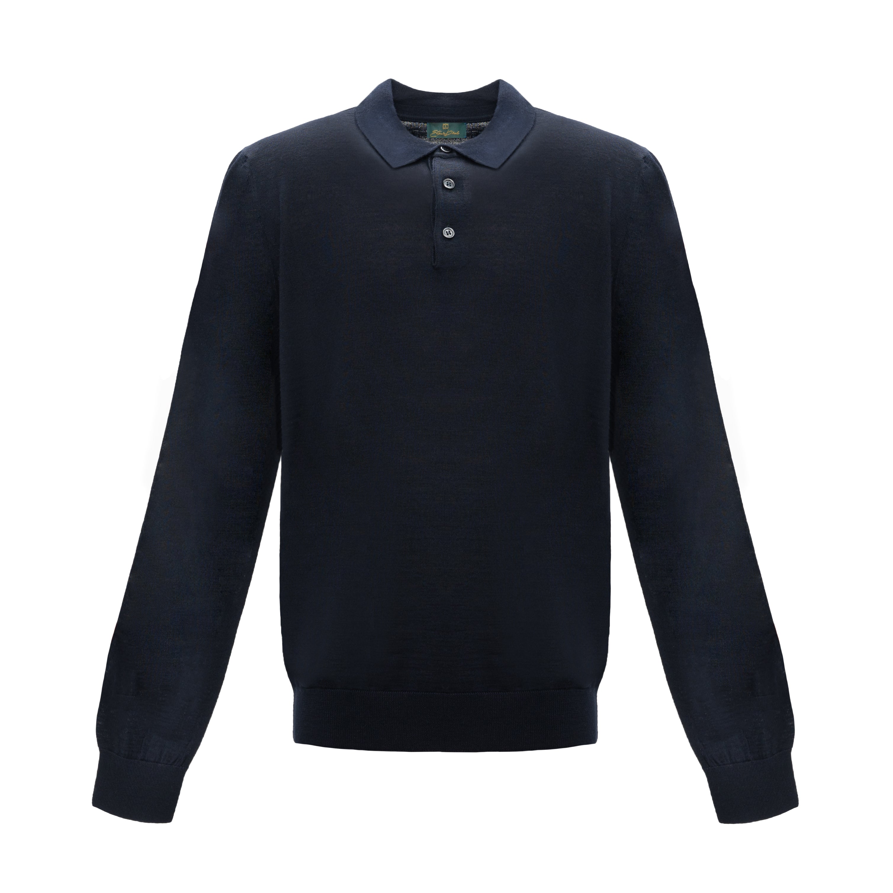 Knitted long-sleeve polo