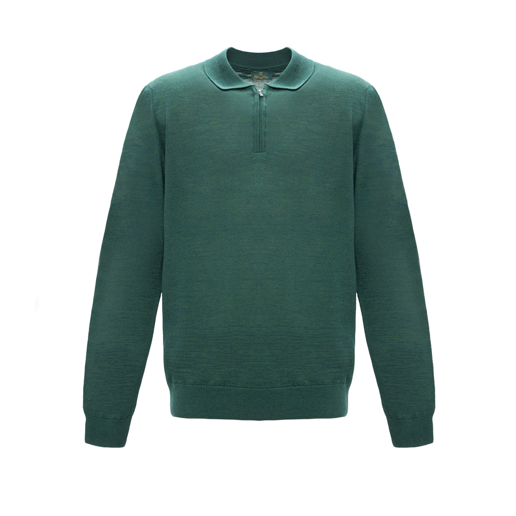 Knitted long-sleeve polo