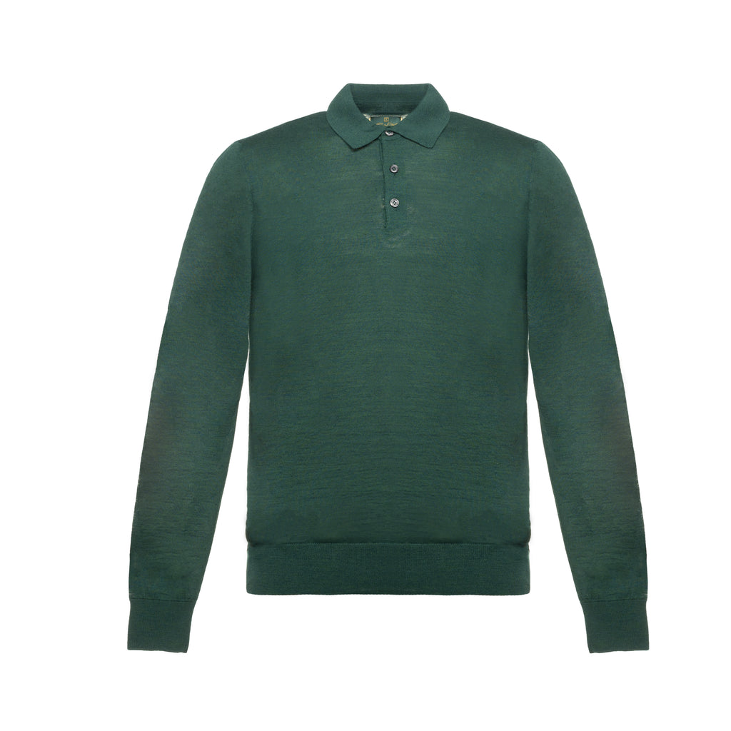 Knitted long-sleeve polo