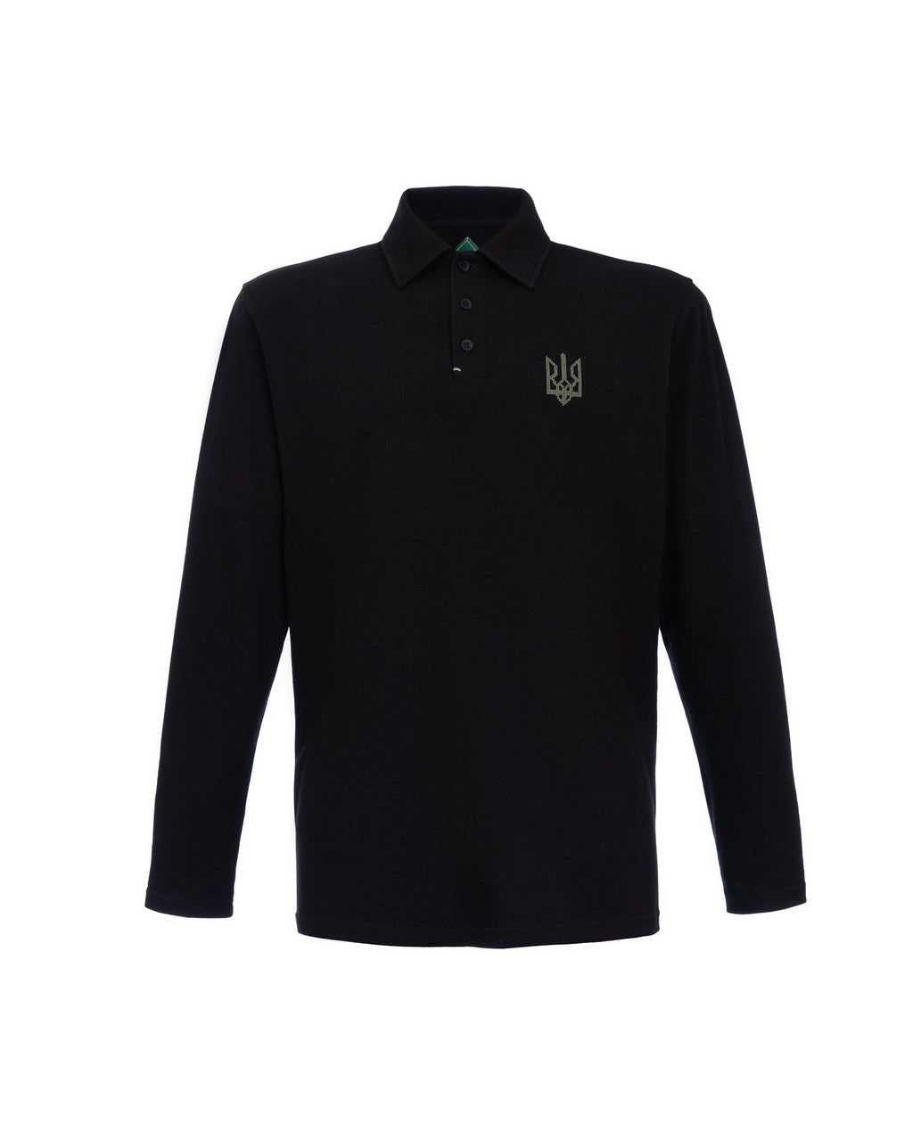 Long-Sleeve Polo with embroidery "Ukrainian Trident" - product shot